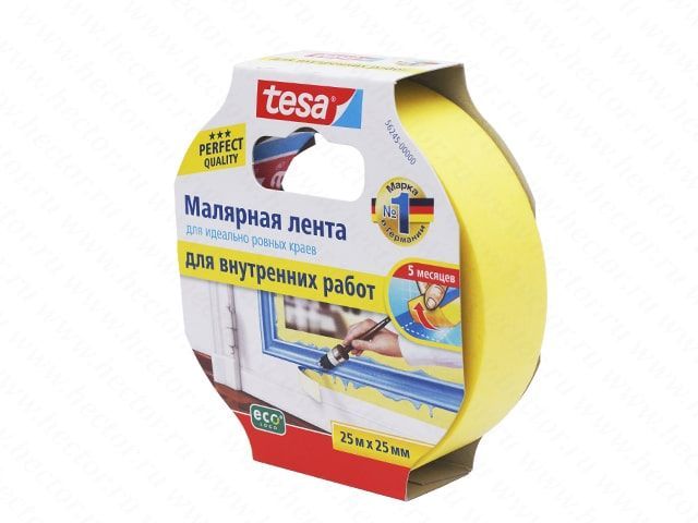 фотография товара Малярная лента чёткий край TESA, 25 мм * 25 м, жёлтая 